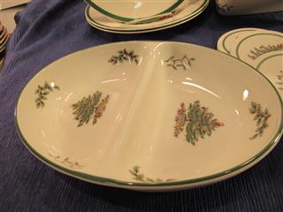 VTG LOT OF 17 SPODE CHRISTMAS TREE PORCELAIN DISHES PLATES BOWLS CUPS COASTERS